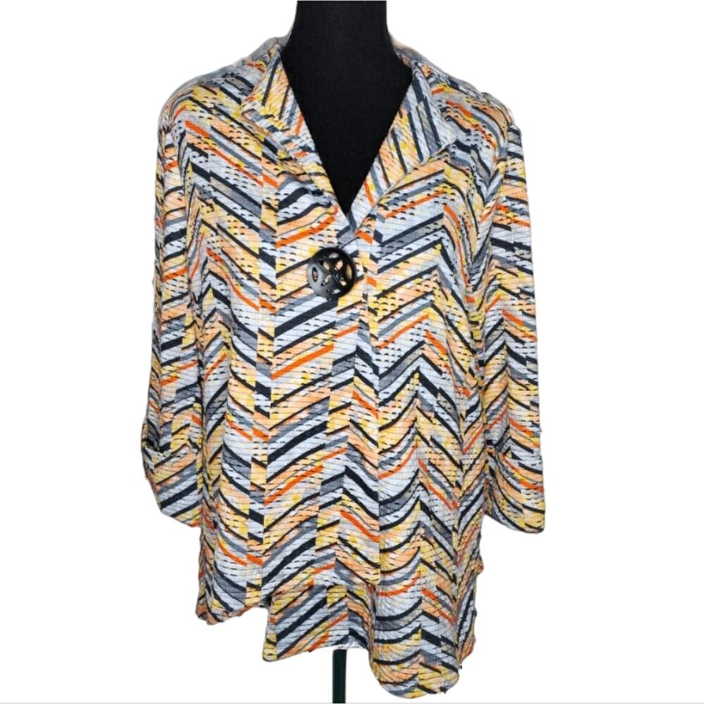 Joseph Ribkoff Relaxed Fit Asymmetrical Jacket Multi‎ Color Size 10